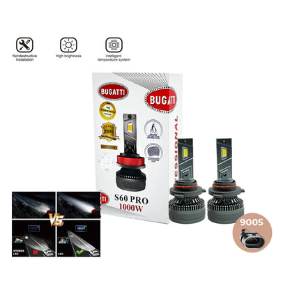 Bugatti S60 PRO LED Headlight Bulb 1000W 10000LM 6500K