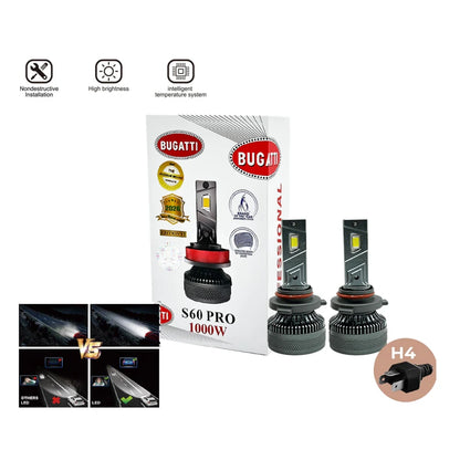 Bugatti S60 PRO LED Headlight Bulb 1000W 10000LM 6500K