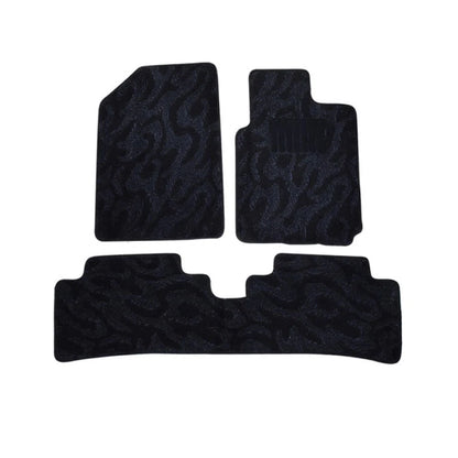 Black carpet floor mats set of 3, textured pattern with cutout driver shape