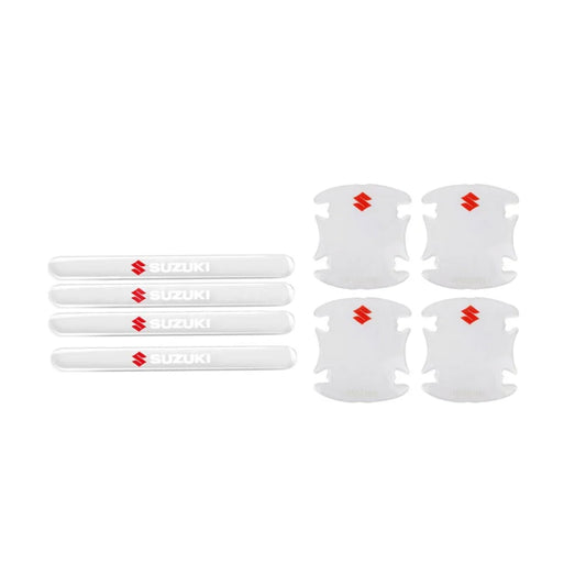 Clear door handle bowl protectors, 4 pads and 4 strips, set of 8