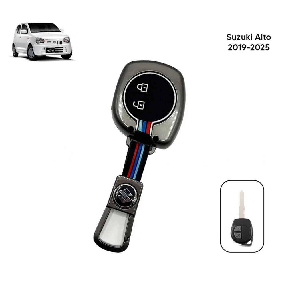 Suzuki Alto Metal Key Cover (2019-2026) – Premium Metallic Grey Case