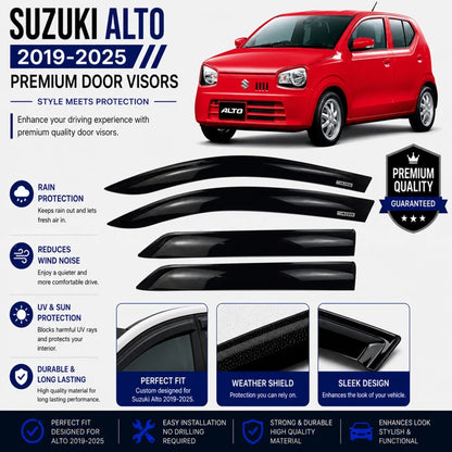 Suzuki Alto TXR Air Press Without Chrome (2019-2026) – Black Door Visor Deflectors Set