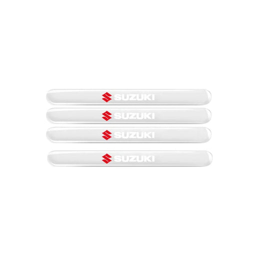 Set of four transparent door handle protectors with red Suzuki logo