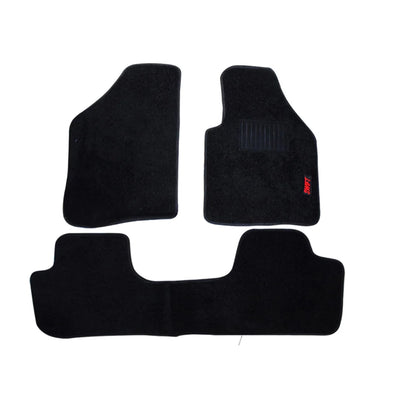 Black carpet floor mat set for Suzuki Swift, 3-piece with contoured driver area