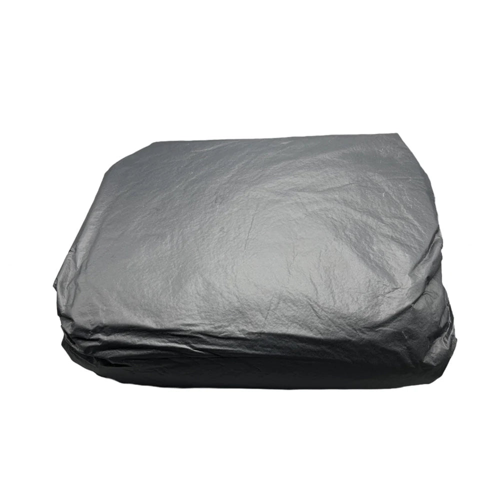 Folded gray non-woven waterproof car top cover with smooth creased surface