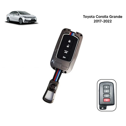 Toyota Corolla Grande Metal Key Cover (2017-2022) – Premium Metallic Grey Case