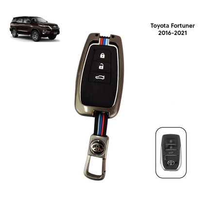 Toyota Fortuner Metal Key Cover (2016-2021) – Premium Metallic Grey Case
