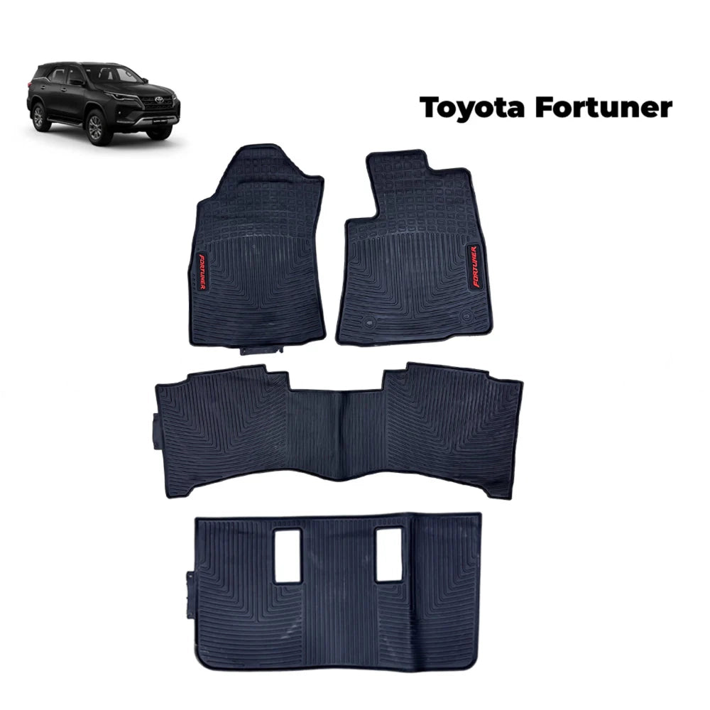 Navy rubber floor mat set with raised wave patterns and vehicle cutouts