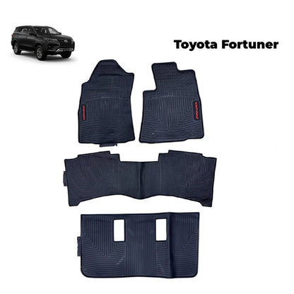 Navy rubber floor mat set with raised wave patterns and vehicle cutouts