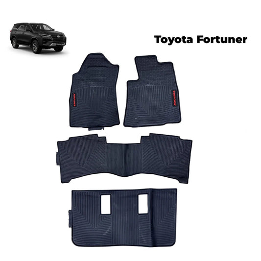 Navy rubber floor mat set with raised wave patterns and vehicle cutouts