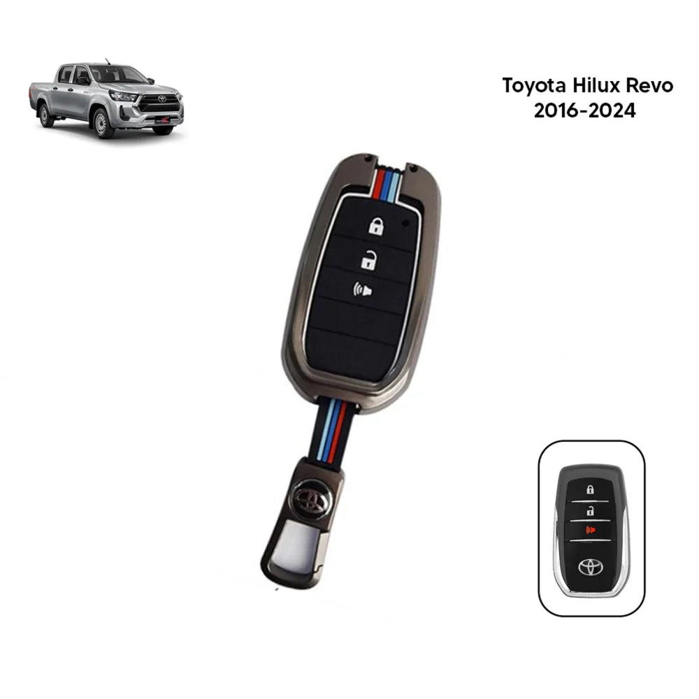 Toyota Hilux Revo Metal Key Cover (2016-2025) – Premium Metallic Grey Case