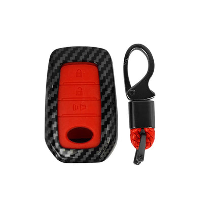 Toyota Hilux Revo Carbon Key Cover (2016-2021) – Red & Black Case