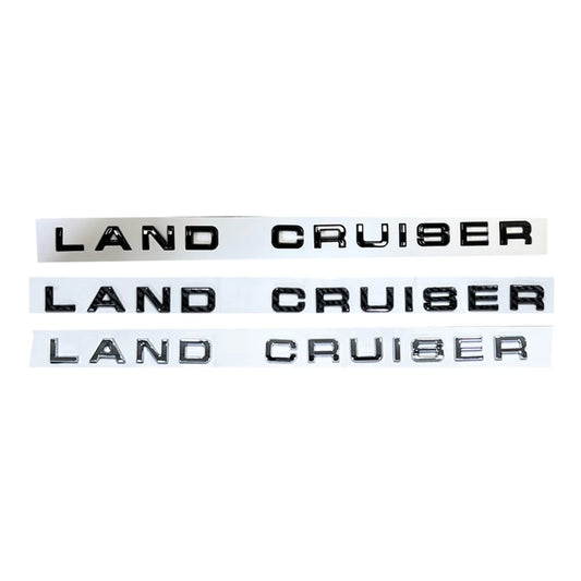 LAND CRUISER 3D letter decal set in black and silver on three strips