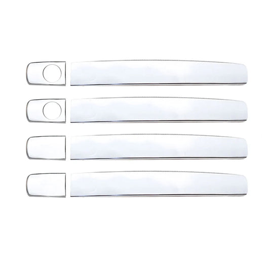 Chrome door handle cover trim set with four pieces, rounded handle openings
