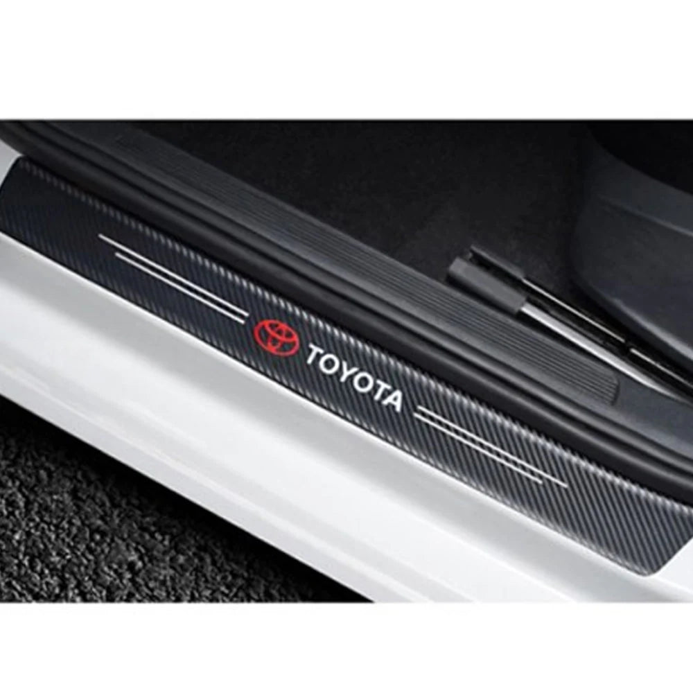 Toyota Logo Car Door Floor Panel Guard Carbon Fiber Black