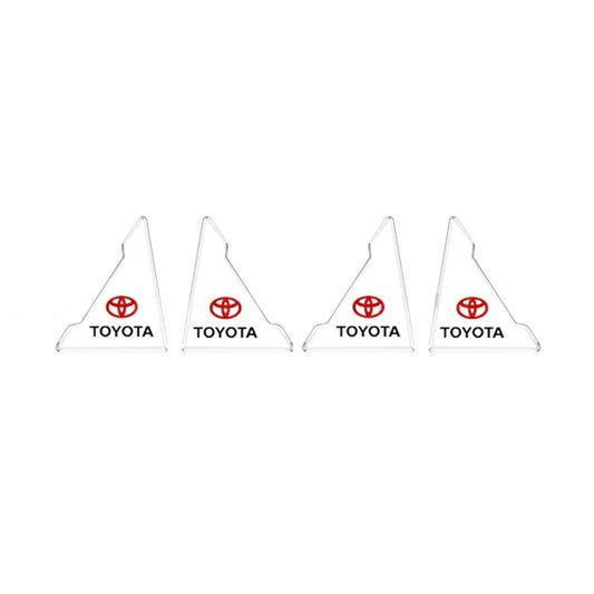 Set of four transparent Toyota door corner edge guards, clear triangular clips