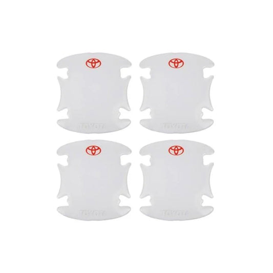 Set of 4 clear Toyota inner door handle protector pads with red logo