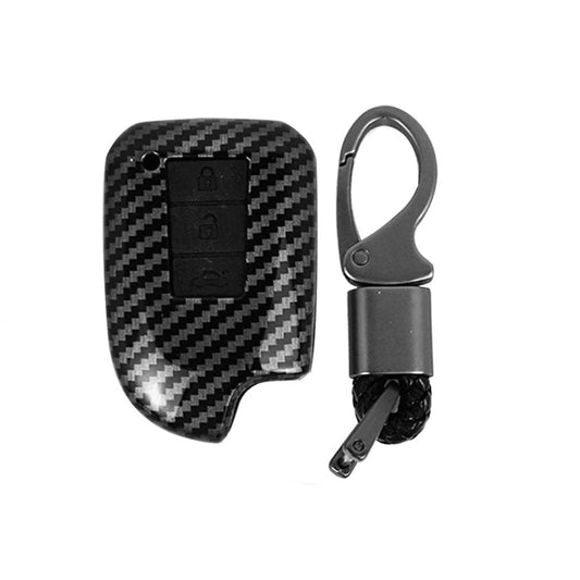 Carbon fiber remote key cover with key ring, black