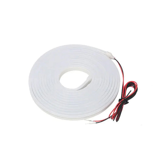 Roll of white LED light strip with red and black wires for a car trunk