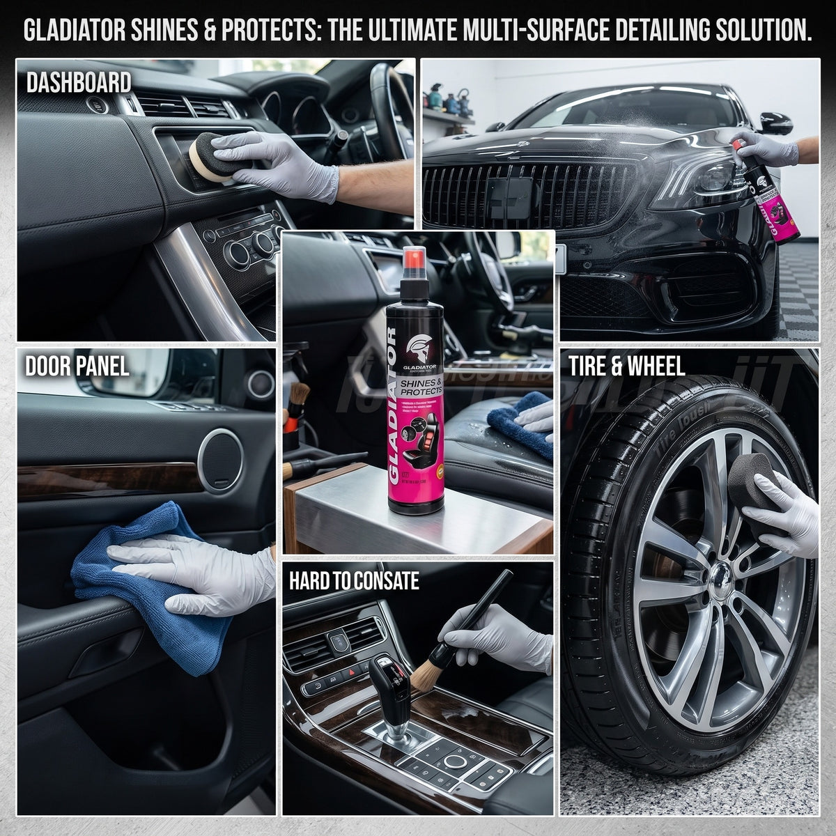 Gladiator Shines &amp; Protects — Multi-Surface Detailing Spray + Microfiber
