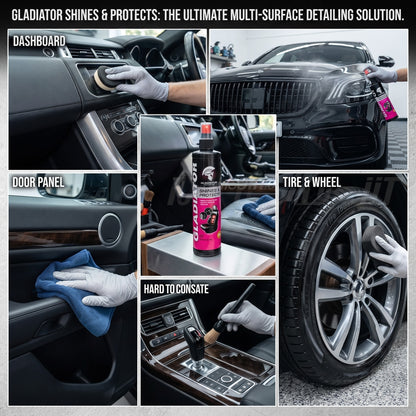 Gladiator Shines &amp; Protects — Multi-Surface Detailing Spray + Microfiber