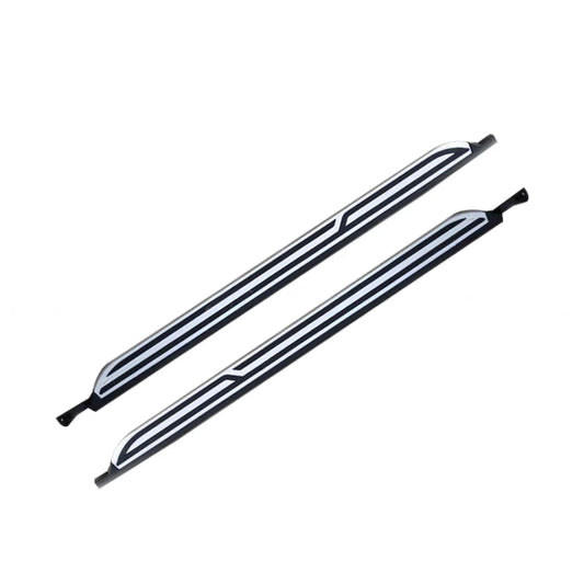 Side step side skirts set, black with blue racing stripes, 2 pieces