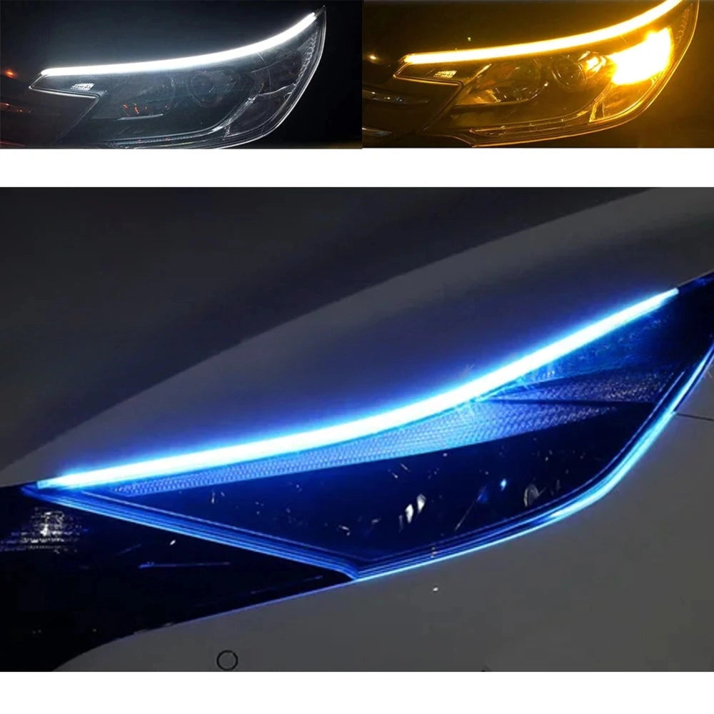 LED DRL Headlight Strips Flexible 24 Inch RGB Turn Signal Universal Fit
