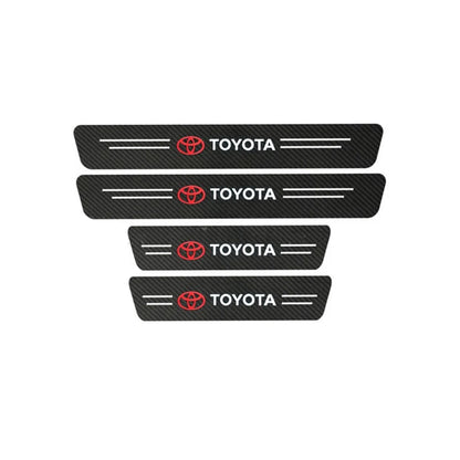 Toyota Logo Car Door Sill Protector Carbon Fiber Universal Set