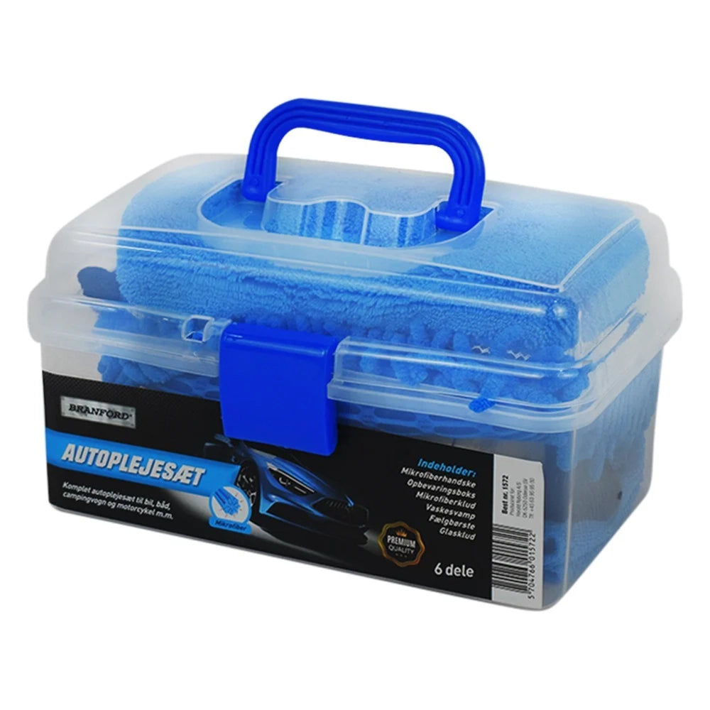 5PCS Car Wash Cleaning Microfiber Kit Blue