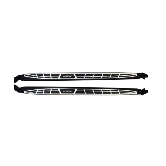 Proton X70 side step side skirts, black bars with silver grille accents (pair)