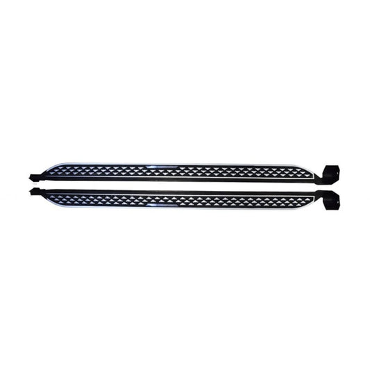 Pair of black side step inserts with diamond mesh pattern for SUV side skirts